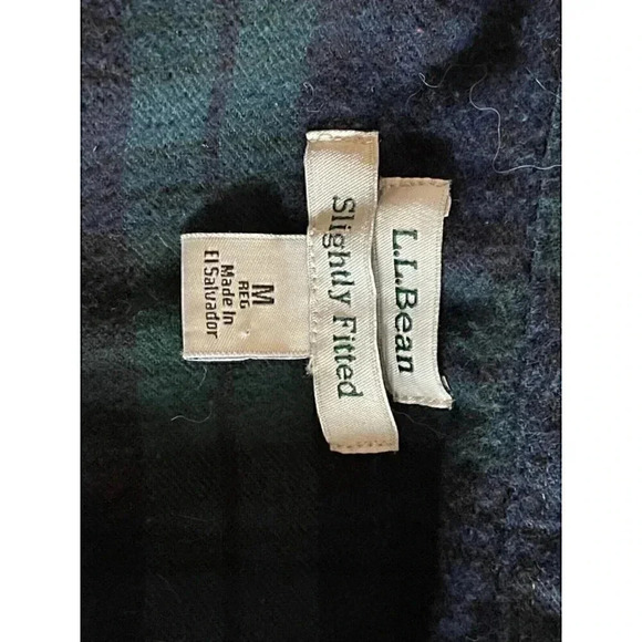 LL Bean blue Green long sleeve flannel button up shirt size M cotton - Picture 6 of 10